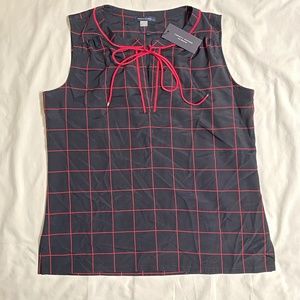 Tommy Hilfiger Women's Sleeveless Tie-Neck Top. Large. Black/Red. New with tags.